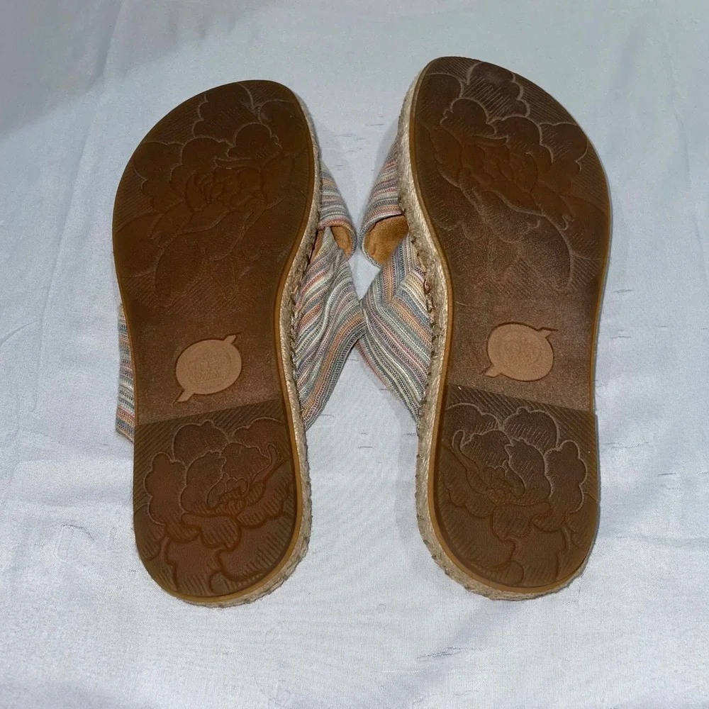 Born Drilles Womens Multi Color Striped Espadrille Slide Sandals Size 8M